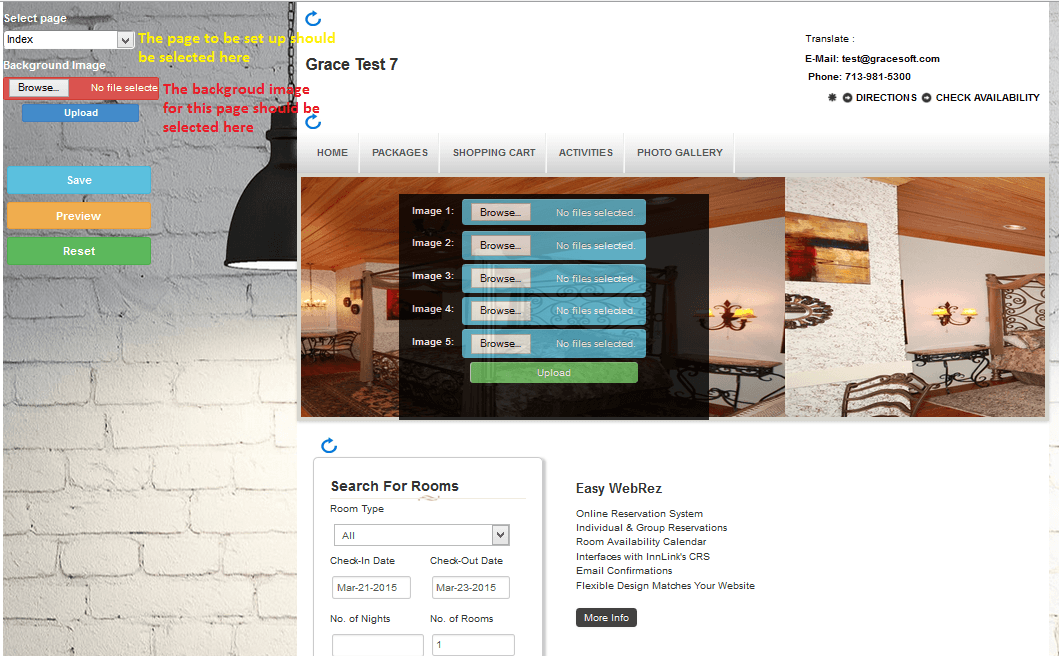 gracesoft - easy innkeeping page design new feature