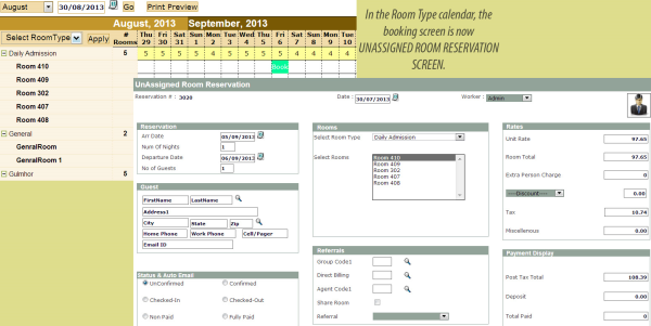 Easy Innkeeping Software - Temp Room Type Booking