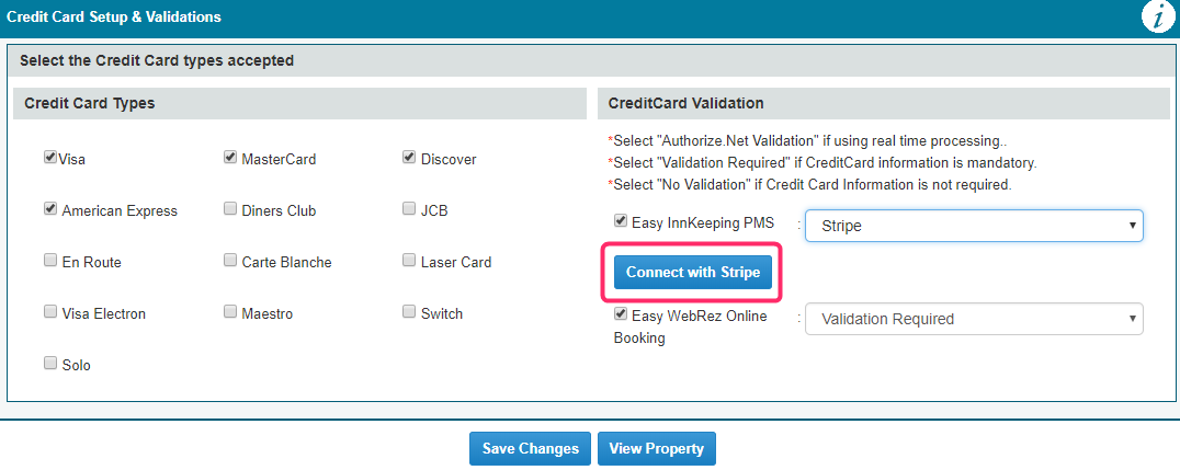 Easy Innkeeping 12.2 update - Credit card setup - Connect with Stripe