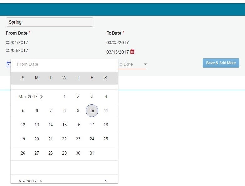 seasonal rates calendar for hotel reservation