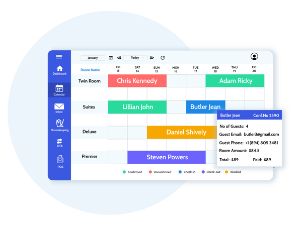 GraceSoft's reservation calendar