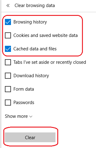 how to clear browsing history and cache in Microsoft browser