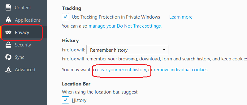 Clear Recent History on Mozilla Firefox